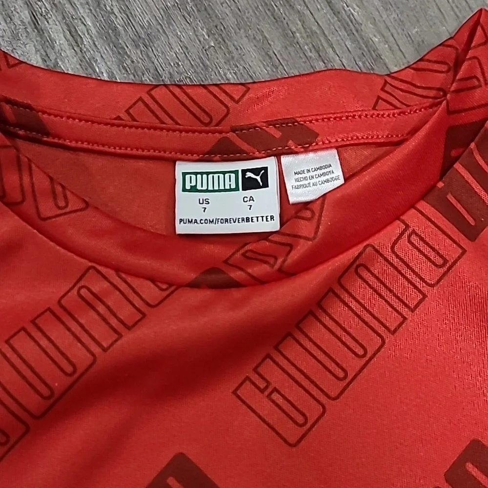Puma Logo T-Shirt with Matching Shorts Size 7 - Picture 7 of 7